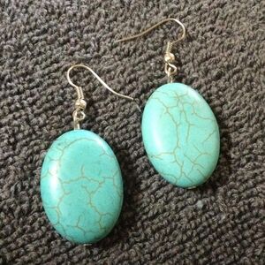 Turquoise Oval Dangle Earrings